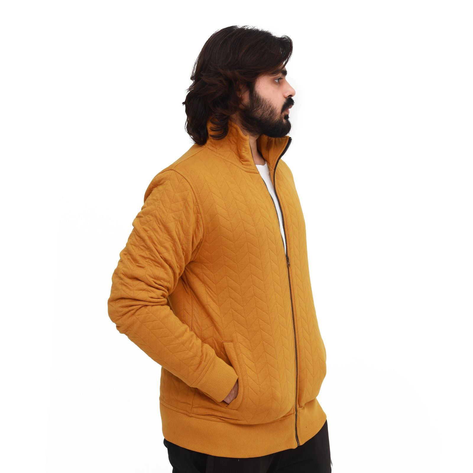 Men’s Mustard Quilted Winter Jacket – Premium UK Fit