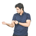 Men's Navy Printed Polo Shirt