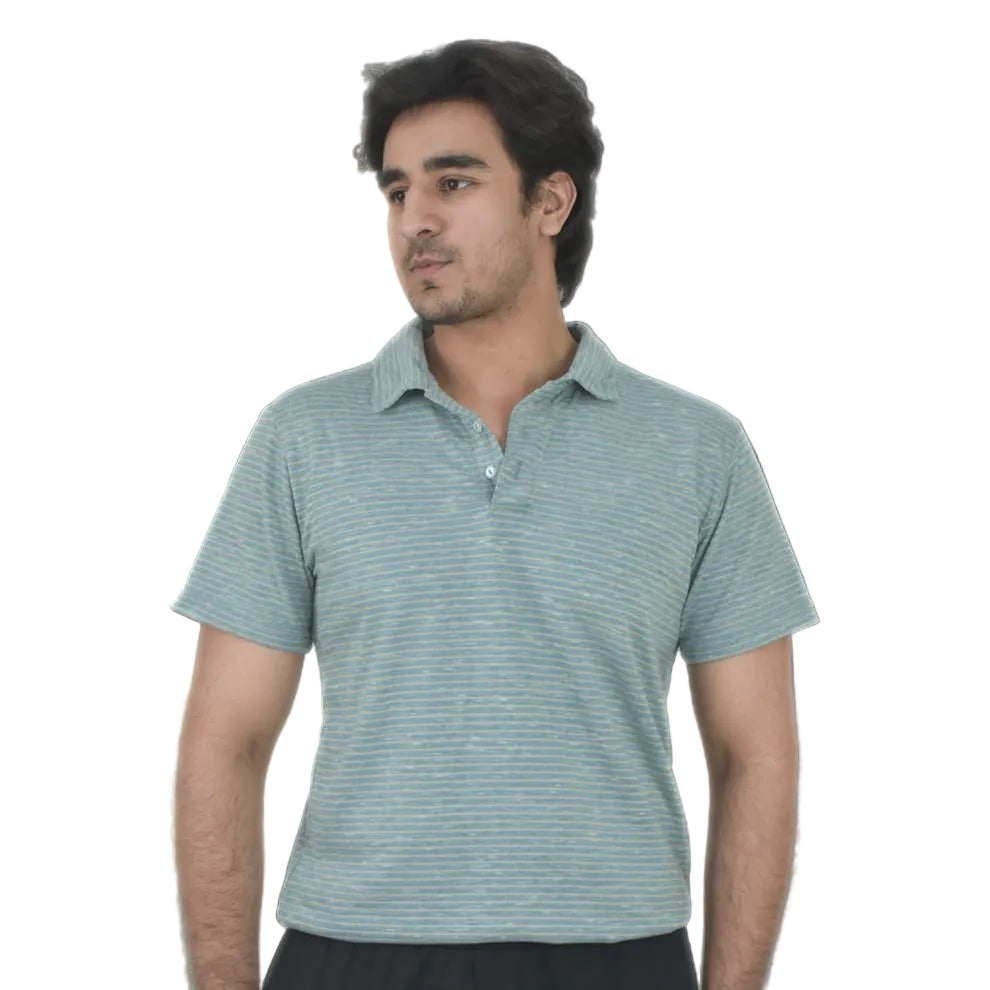 Men's Grey Printed Polo Shirt