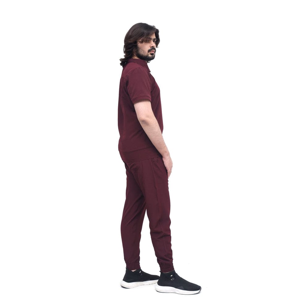 Men's Maroon Micro Stretch Dry Fit Track Suit