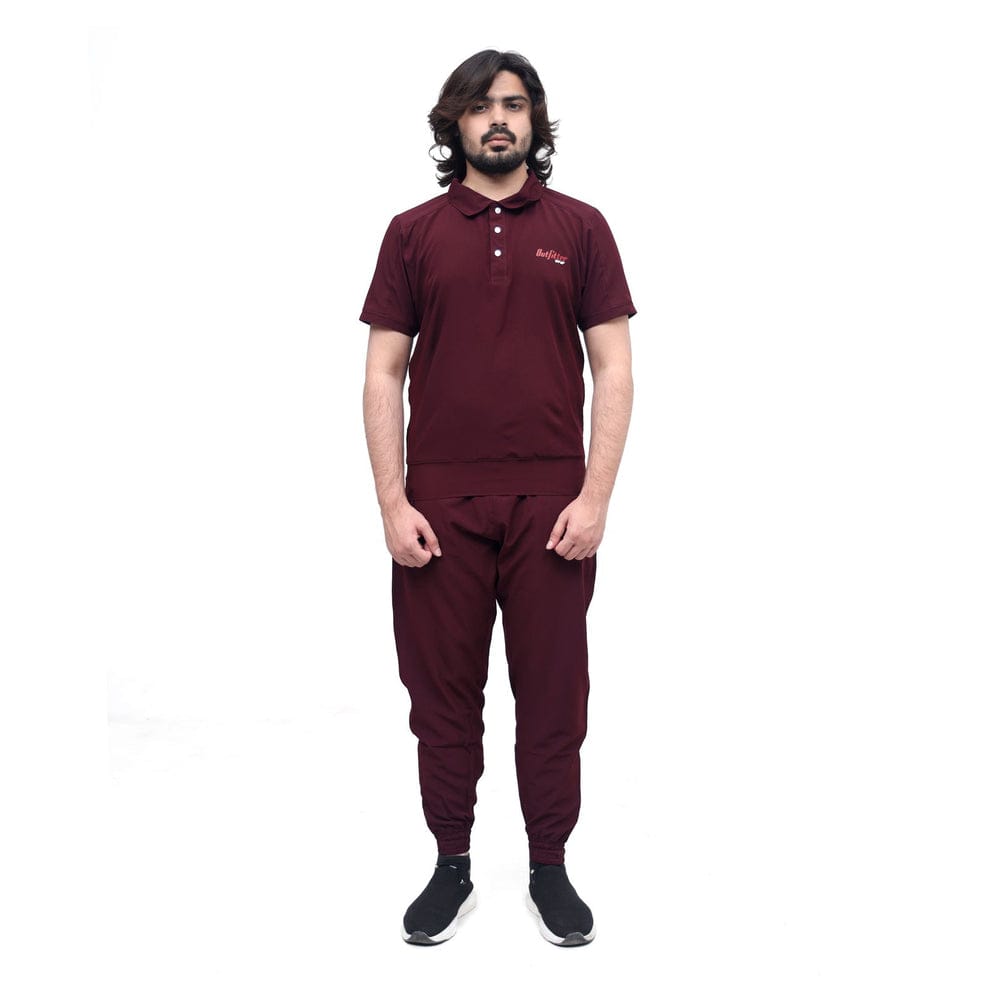 Men's Maroon Micro Stretch Dry Fit Track Suit