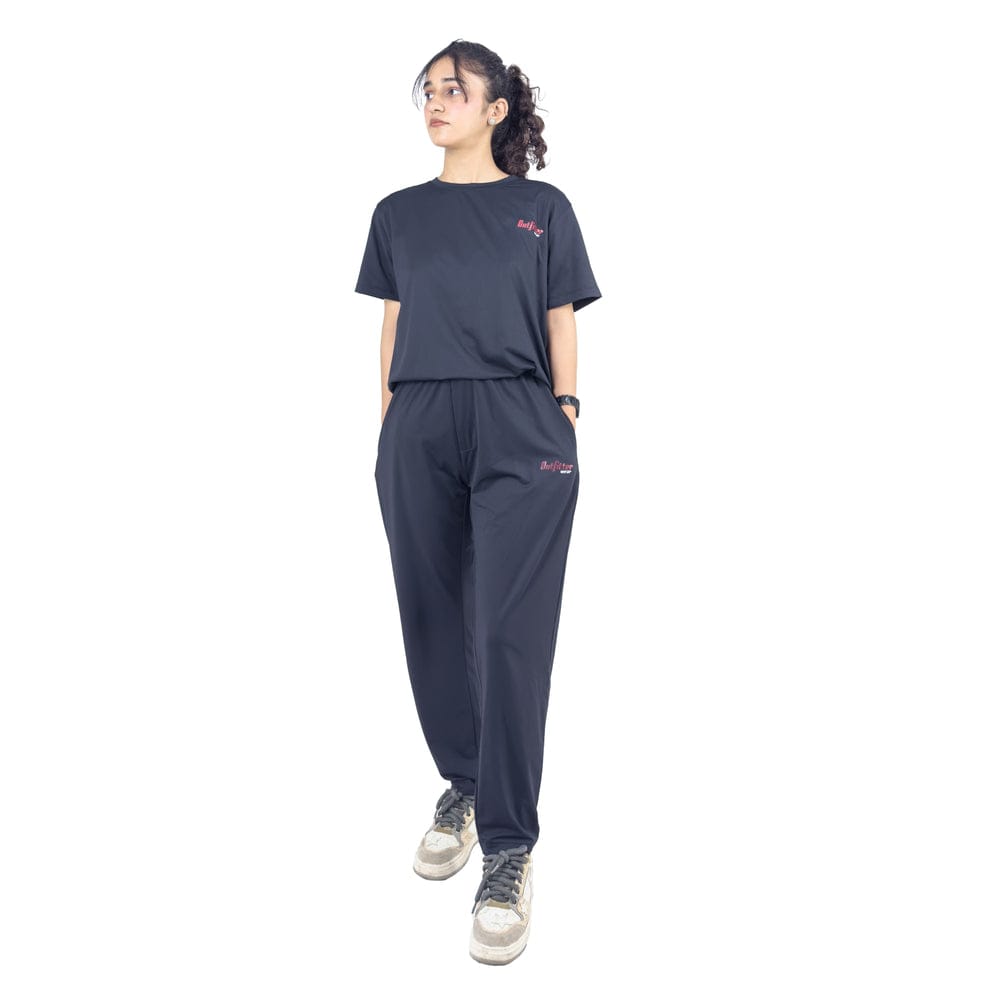 Women's Navy Dot Mesh Dry Fit Track Suit