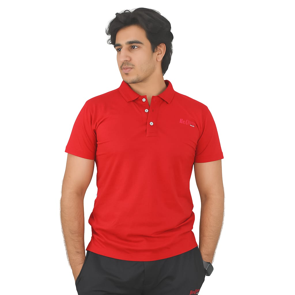 Men's Red Plain Polo Shirt
