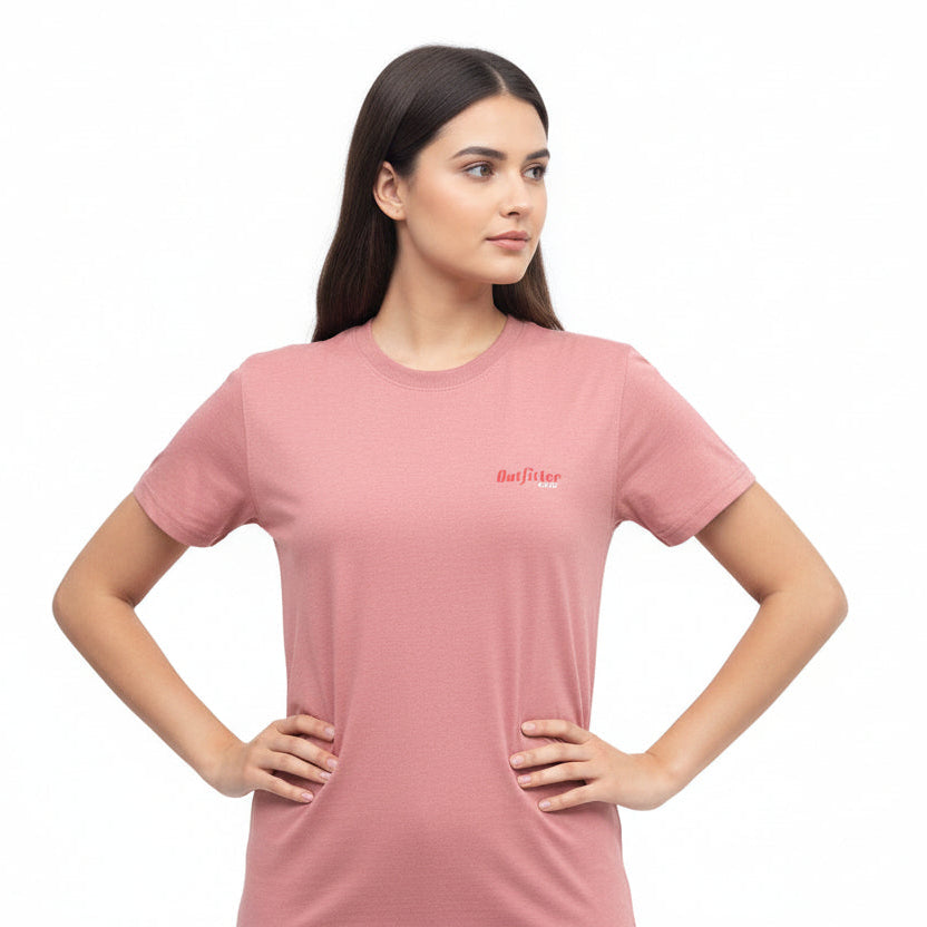 Women's Pink Plain T-shirt