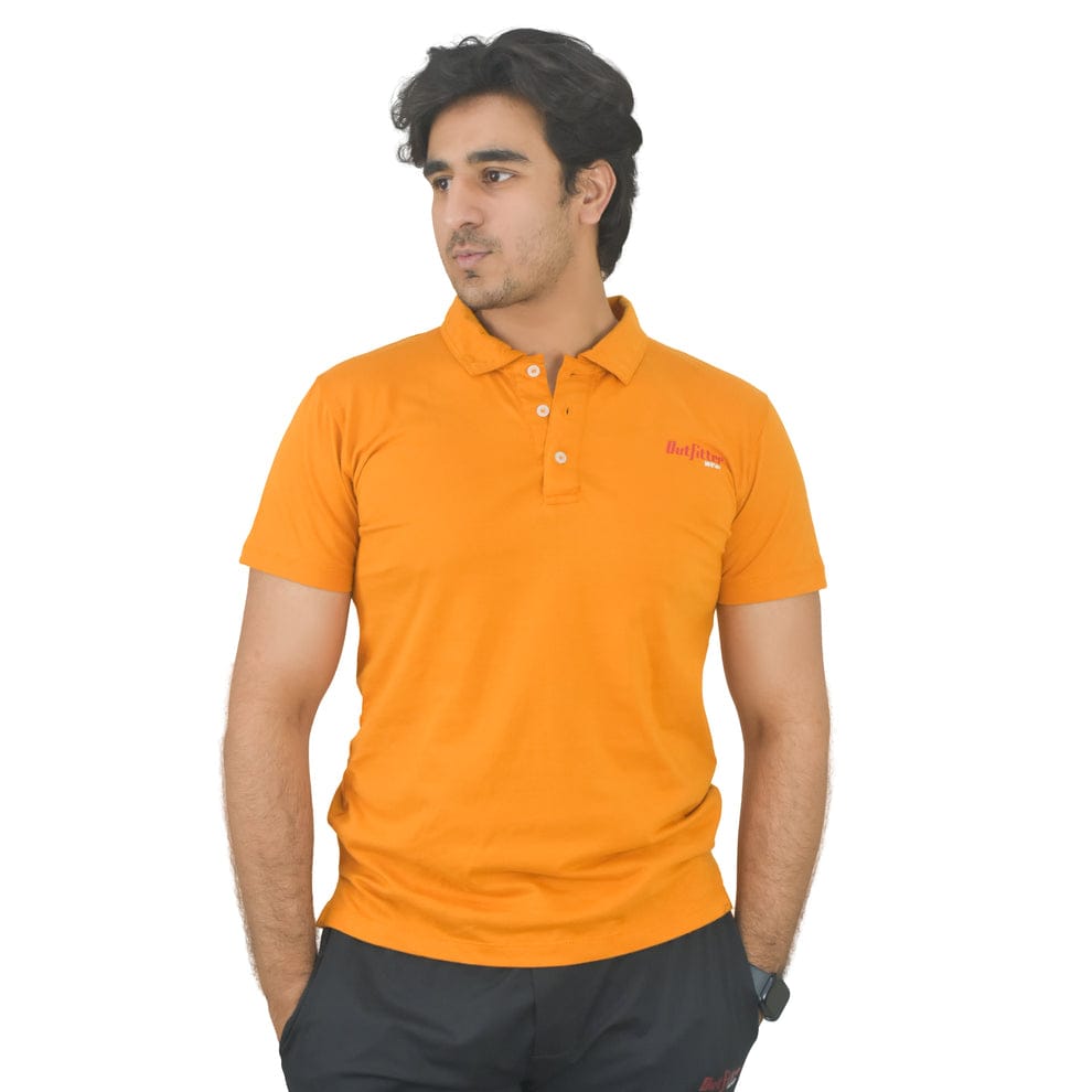 Men's Orange Plain Polo Shirt