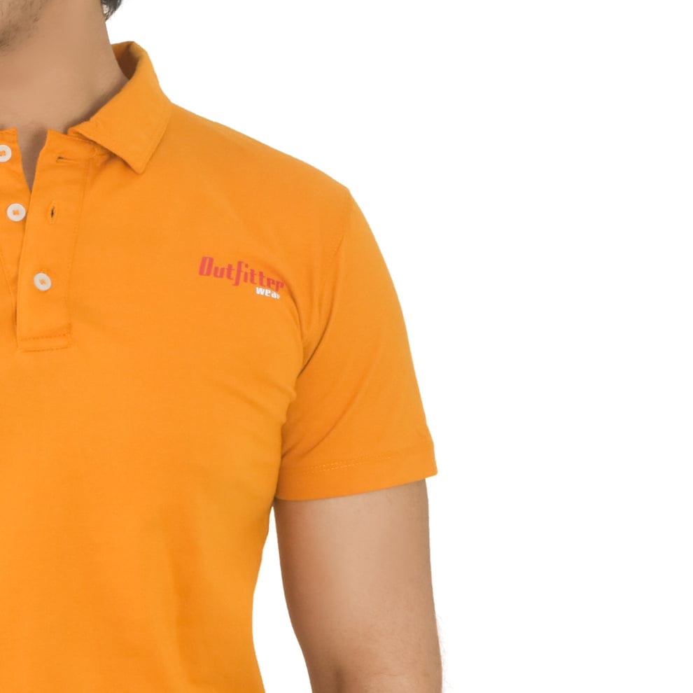 Men's Orange Plain Polo Shirt