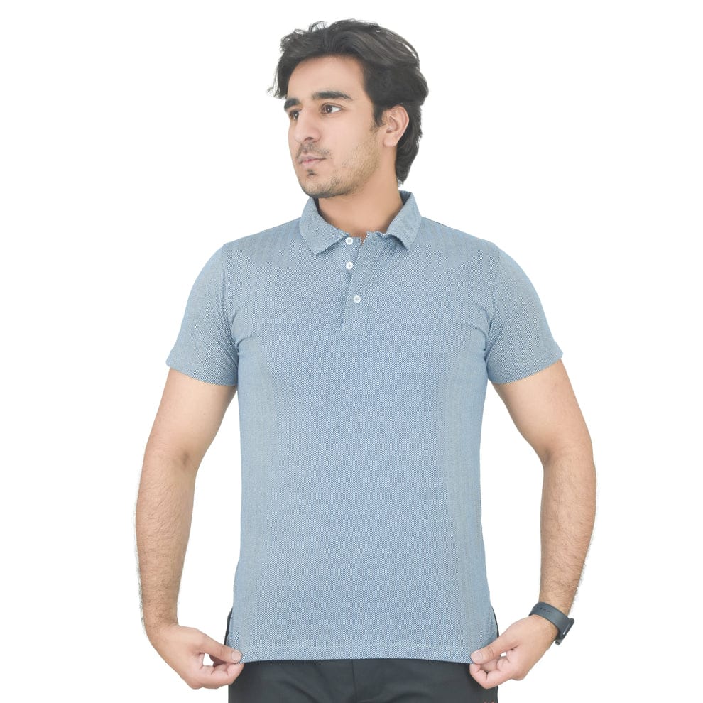 Men's Grey Textured Polo Shirt