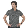 Men's Black Printed Polo Shirt