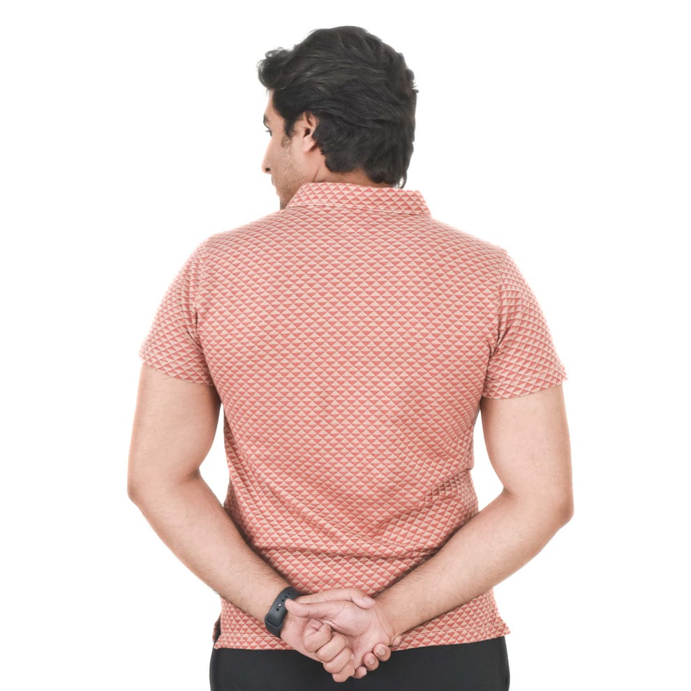 Men's Brownish Pink Printed Polo Shirt