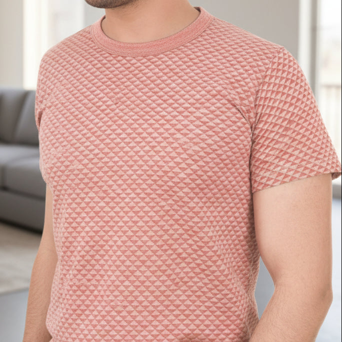 Men's Brownish Pink Printed T-shirt