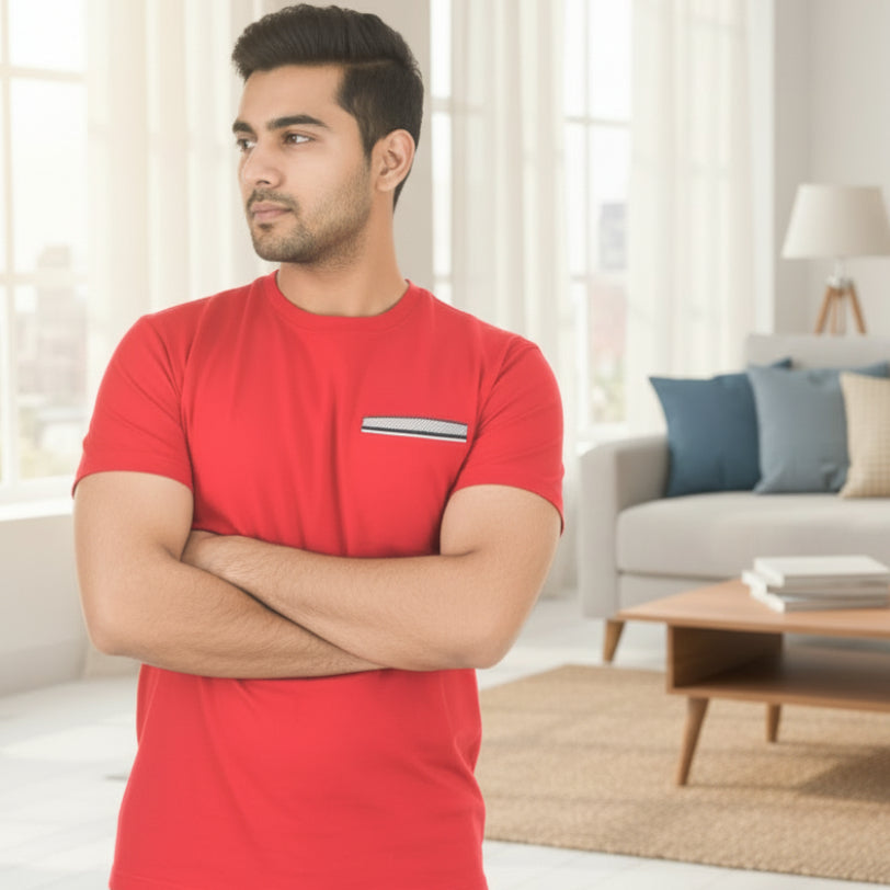 Men's Red Printed T-shirt