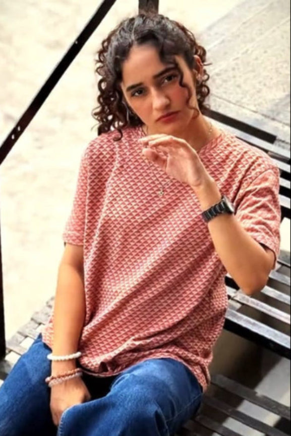 Women's Brownish Pink Printed T-shirt