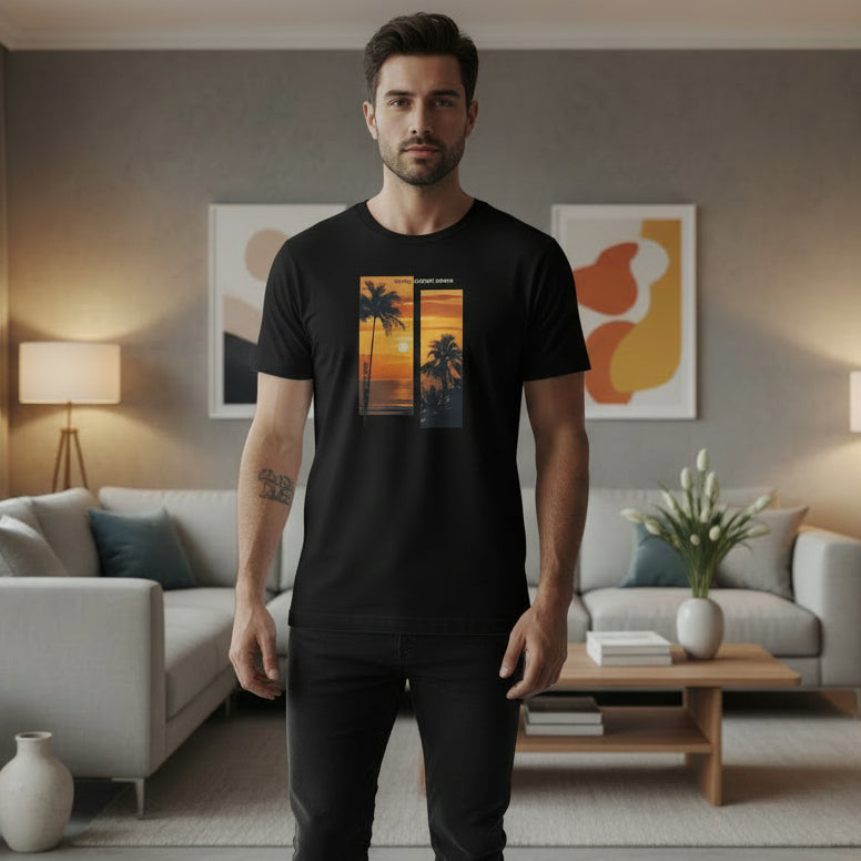 Men's Black Printed T Shirt