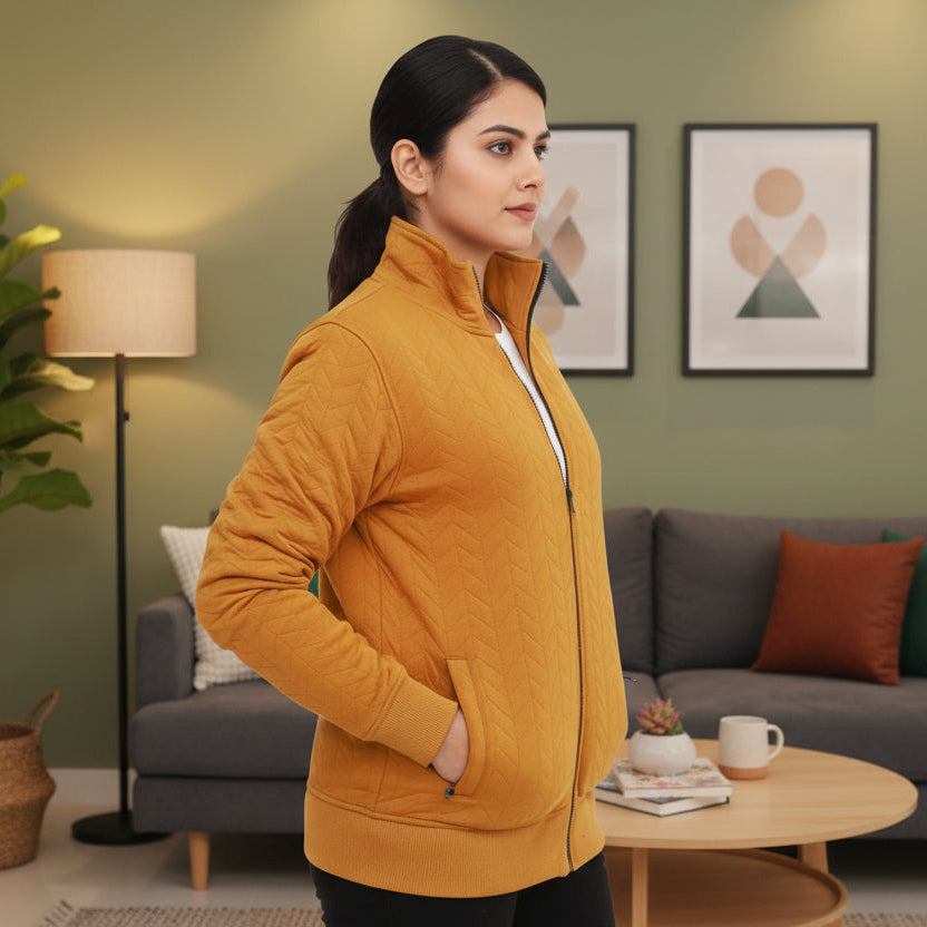 Women's Mustard Quilted Jacket