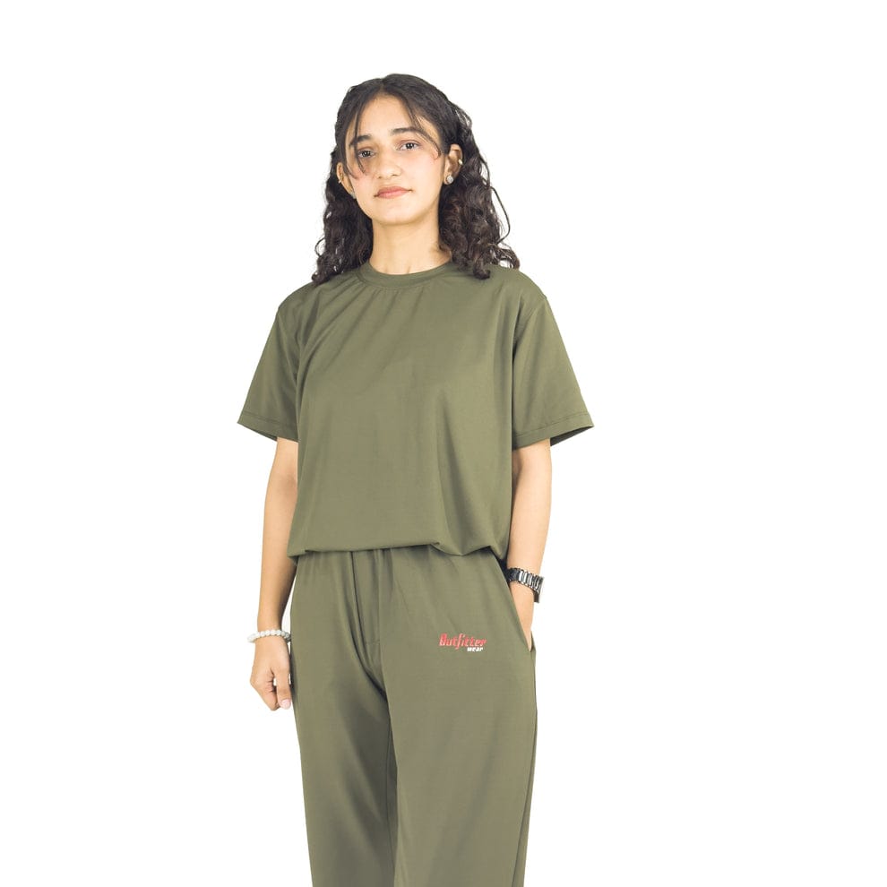 Women's Olive Dot Mesh Dry Fit Track Suit