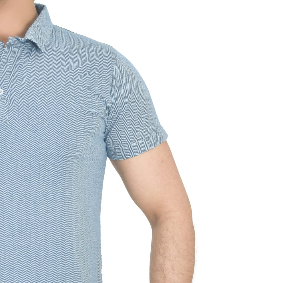 Men's Grey Textured Polo Shirt