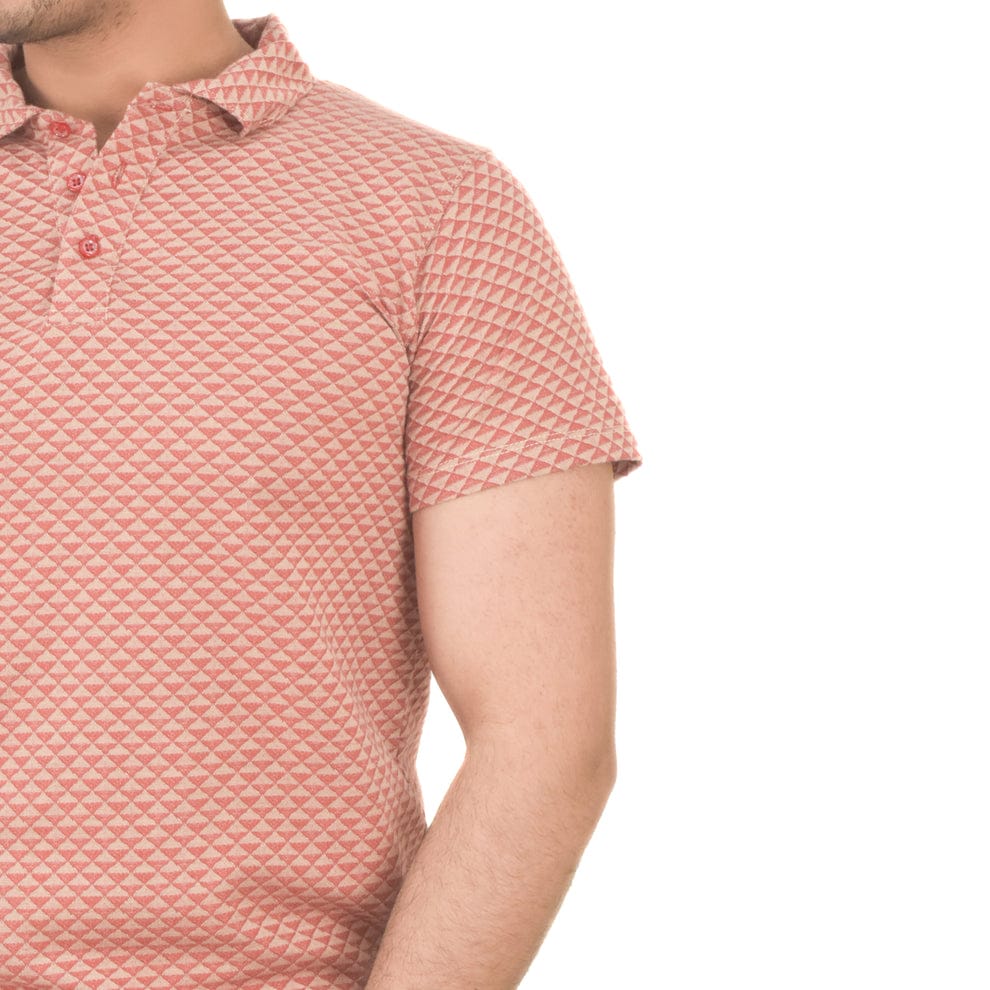 Men's Brownish Pink Printed Polo Shirt