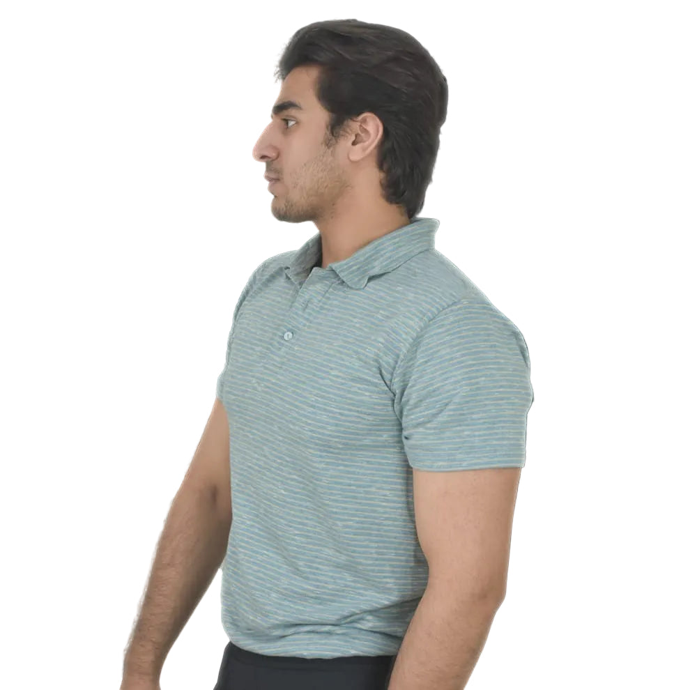 Men's Grey Printed Polo Shirt
