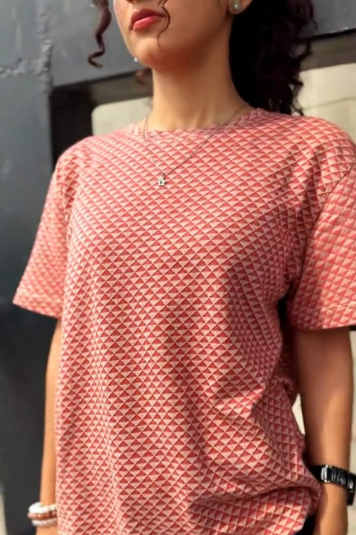 Women's Brownish Pink Printed T-shirt