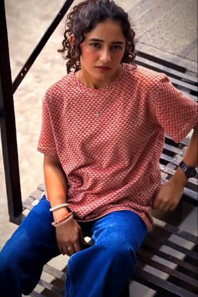 Women's Brownish Pink Printed T-shirt